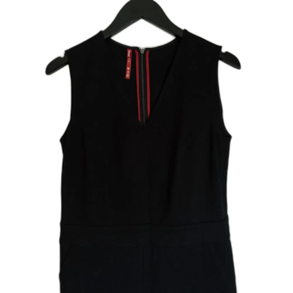 Spanx The Perfect Sleeveless Jumpsuit Black Wide Leg Flair Tall Medium - Picture 4 of 10